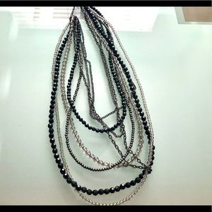 Multi-strand chain + multi-colored beaded necklace